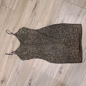 Nwt Chelsea Sparkling Black and Gold Spaghetti Strap Dress Sz Small